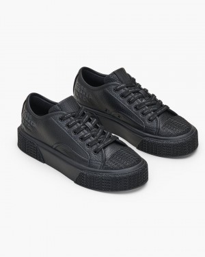 Adidasi Marc Jacobs The Leather Sneaker Dama Negrii | 97504DBOM