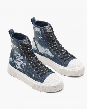 Adidasi Marc Jacobs The Rip And Repair Denim High Top Sneaker Dama Indigo | 17602UOSR