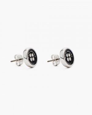 Cercei Marc Jacobs The Button Stud Earrings Dama Argintii Negrii | 03615KVHL
