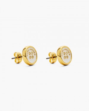 Cercei Marc Jacobs The Button Stud Earrings Dama Aurii Albi | 15924DFXU