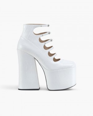 Cizme Marc Jacobs The Croc Embossed Kiki Ankle Boot Dama Albi | 02931MUQK