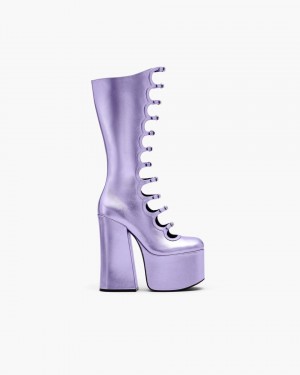 Cizme Marc Jacobs The Metallic Kiki Knee High Boot Dama Violet | 89120KAMV