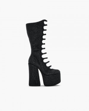 Cizme Marc Jacobs The Rhinestone Kiki Knee-High Boot Dama Negrii Negrii | 18943HYSC