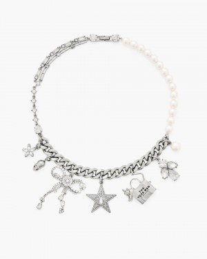 Coliere Marc Jacobs Cats Out Of The Bag Charm Necklace Dama Argintii | 78641JQVM