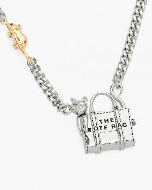 Coliere Marc Jacobs Cats Out Of The Bag Necklace Dama Argintii | 08376TIMV