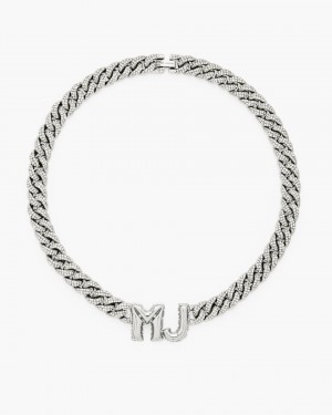 Coliere Marc Jacobs Mj Balloon Pave Chain Necklace Dama Argintii | 81793KMBH