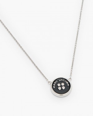 Coliere Marc Jacobs The Button Pendant Necklace Dama Argintii Negrii | 37892LINO