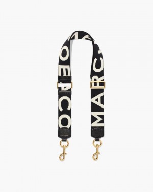 Curea Geantă Marc Jacobs The Logo Webbing Strap Dama Negrii Albi | 59078UEVZ