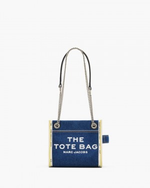 Geanta Crossbody Marc Jacobs The Denim Chain Crossbody Tote Bag Dama Albastru Deschis Inchis | 47832WYPV
