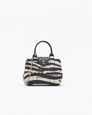 Geanta Crossbody Marc Jacobs The Zebra Turnlock Crossbody Tote Bag Dama Negrii Albi | 67284SWPN