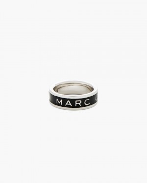Inele Marc Jacobs The Marc Jacobs Enamel Ring Dama Argintii Negrii | 96802GAQK
