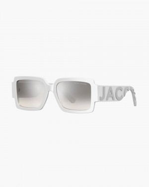 Ochelari de Soare Marc Jacobs The Bold Logo Square Mirrored Sunglasses Dama Albi Gri | 03429TGHR