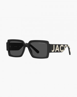 Ochelari de Soare Marc Jacobs The Bold Logo Square Sunglasses Dama Negrii Albi | 81903GXHB