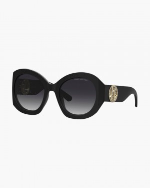 Ochelari de Soare Marc Jacobs The Crystal J Marc Oversized Sunglasses Dama Negrii | 80514NJIS