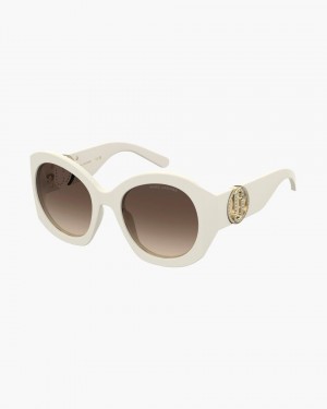 Ochelari de Soare Marc Jacobs The Crystal J Marc Oversized Sunglasses Dama Albi | 10492MQBR
