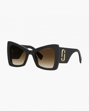Ochelari de Soare Marc Jacobs The J Marc Oversized Cat Eye Sunglasses Dama Negrii | 49726MHEJ