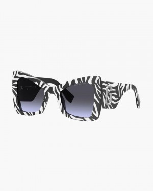 Ochelari de Soare Marc Jacobs The J Marc Oversized Cat Eye Sunglasses Dama Negrii Albi | 07598TIAM