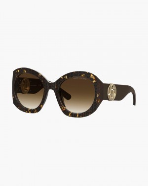 Ochelari de Soare Marc Jacobs The J Marc Monogram Round Sunglasses Dama Havana | 91024URAL