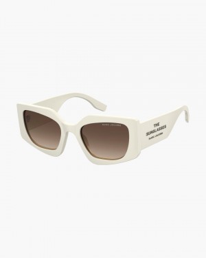 Ochelari de Soare Marc Jacobs The Square Cat Eye Sunglasses Dama Albi | 71850XDKM