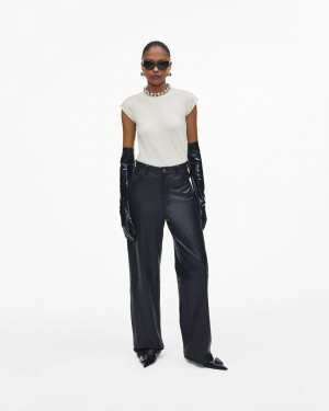Pantalonii Marc Jacobs Oversized Leather Pant Dama Negrii | 42865HZRE