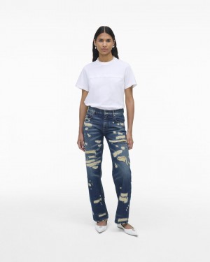 Pantalonii Marc Jacobs The Rip And Repair Straight Jean Dama Indigo | 23180ZOXJ