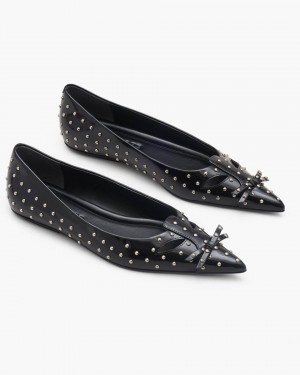Pantofi Plati Marc Jacobs The Glam Studs Kat Ballerina Dama Negrii | 80539YEQJ