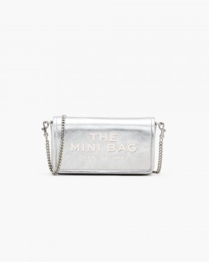 Portofel Mare Marc Jacobs The Metallic Leather Chain Mini Bag Dama Argintii | 61730UKOC
