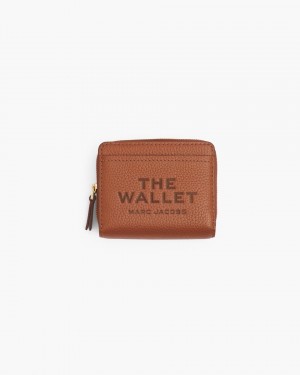Portofel Mic Marc Jacobs The Leather Mini Compact Wallet Dama Argan Oil | 26384VGKP