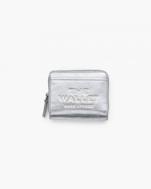 Portofel Mic Marc Jacobs The Metallic Leather Mini Compact Wallet Dama Metal Argintii | 65809UYAM