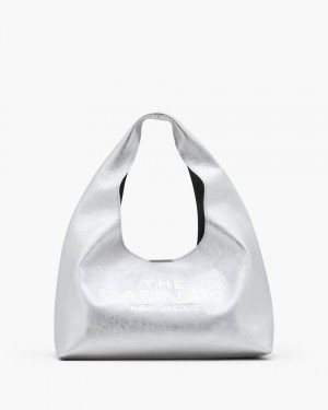 The Sack Bag Marc Jacobs The Metallic Leather Sack Bag Dama Argintii | 17948BZDU