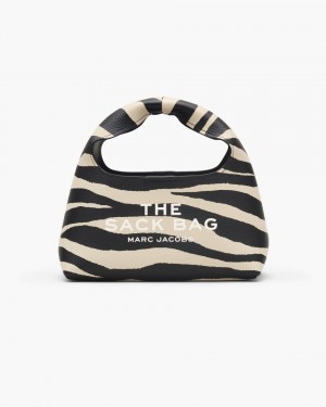 The Sack Bag Marc Jacobs The Zebra Leather Mini Sack Bag Dama Negrii Albi | 51324SZVB