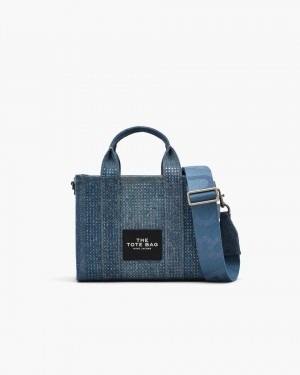 The Tote Bag Marc Jacobs The Crystal Denim Small Tote Bag Dama Albastri Deschis | 81527YPQB