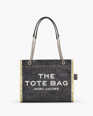 The Tote Bag Marc Jacobs The Denim Chain Medium Tote Bag Dama Negrii Albastru Deschis | 41398QPWT