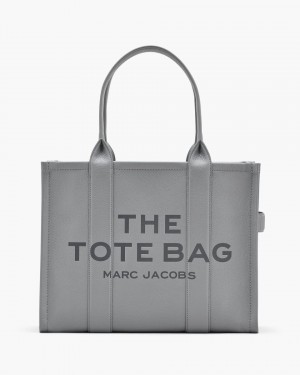 The Tote Bag Marc Jacobs The Leather Large Tote Bag Dama Gri | 17045PHQN