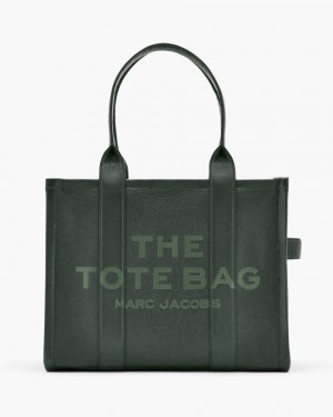The Tote Bag Marc Jacobs The Leather Large Tote Bag Dama Verzi Inchis | 38954ODAY