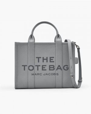 The Tote Bag Marc Jacobs The Leather Medium Tote Bag Dama Gri | 31059FBCJ