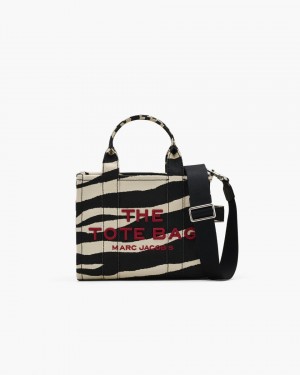 The Tote Bag Marc Jacobs The Zebra Canvas Small Tote Bag Dama Negrii Albi | 26397XIYG