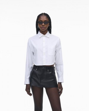 Topuri Marc Jacobs The Cropped Femme Shirt Dama Albi | 48507JEYI