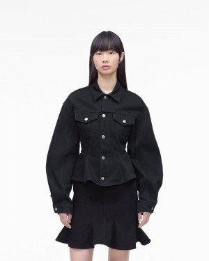 Îmbrăcăminte Exterioară Marc Jacobs The Fluted Denim Jacket Dama Negrii | 19406NUML